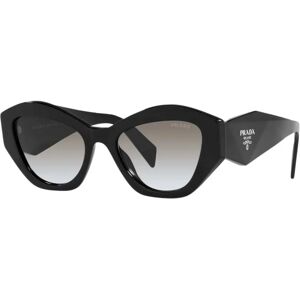 Prada , Oval Black Sunglasses with Iconic Logo ,Black female, Sizes: 53 MM