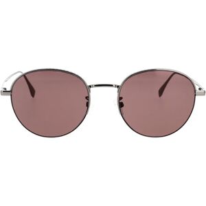 Fendi , Round Glamour Sunglasses with Half-Frame ,Gray unisex, Sizes: 52 MM