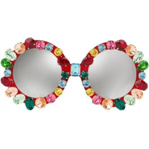 Dolce & Gabbana , Red Round Frame Sunglasses Crystal Detail ,Multicolor female, Sizes: ONE SIZE