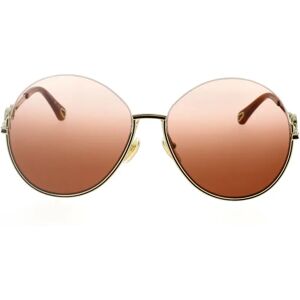 Chloé , Trendy Oversized Round Sunglasses with Enamel Finish and Inverted Gradient Lenses ,Yellow female, Sizes: 61 MM