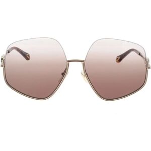 Chloé , Trendy Oversized Sunglasses with Half Frame and Inverted Gradient Lenses ,Yellow female, Sizes: 61 MM