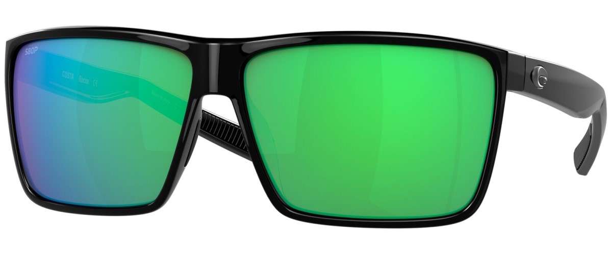 Costa Rincon Sunglasses - Shiny Black Frame/Green Mirror 580P