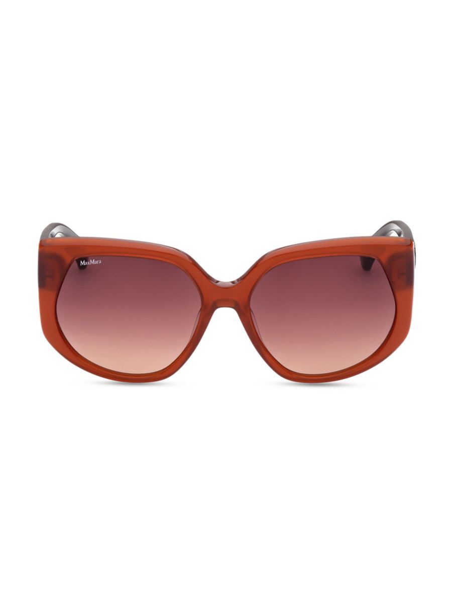 Photos - Sunglasses Max Mara Men's 58MM Geometric  - Red - male - Size: one-size 040 