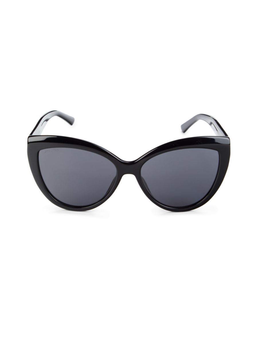 Photos - Sunglasses JIMMY CHOO Women's Sinnie 57MM Cat Eye  - Black - female - Size: 