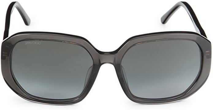 Photos - Sunglasses JIMMY CHOO Women's Karly 57MM Geometric  - Black - female - Size 