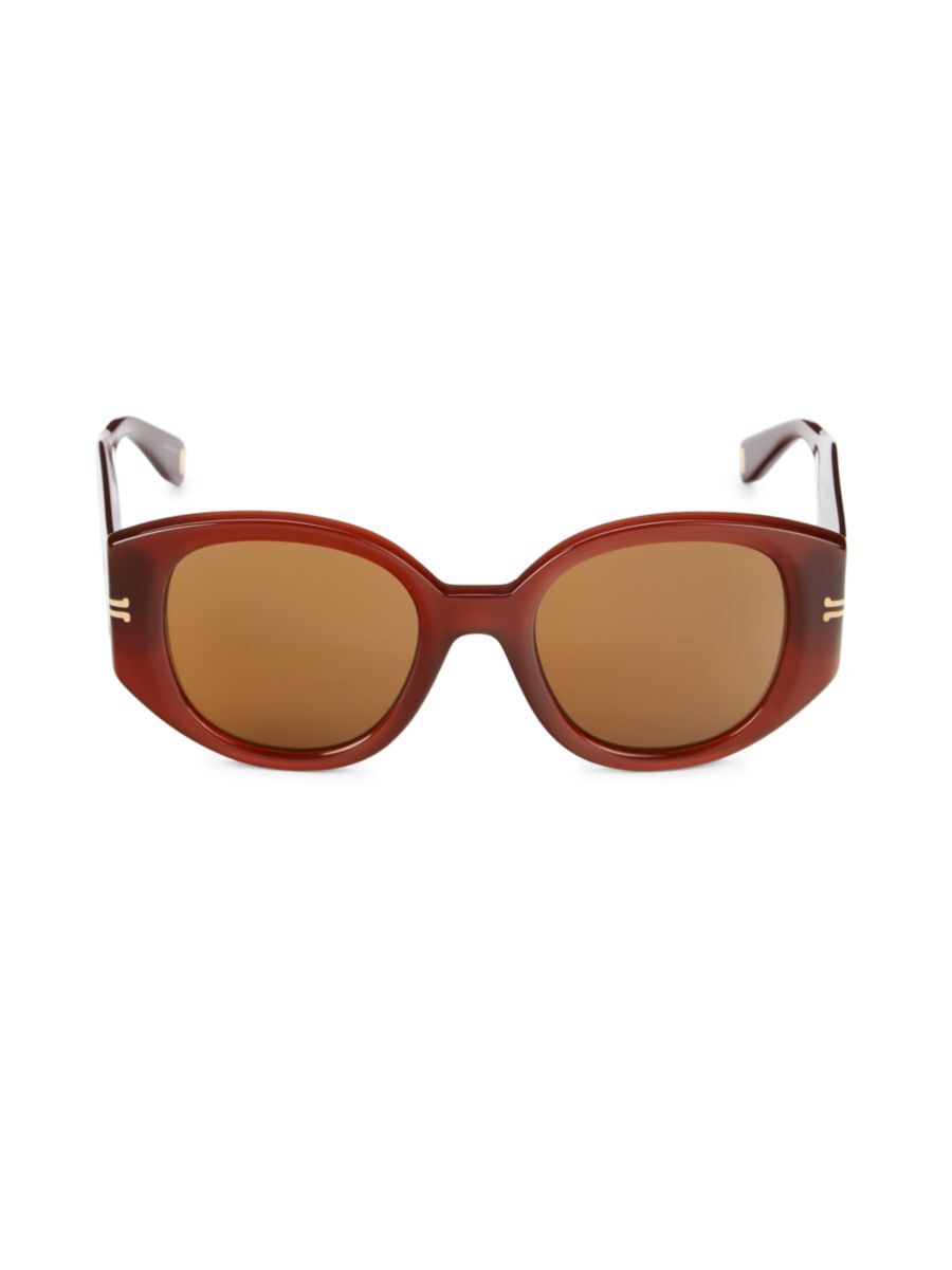 Photos - Sunglasses Marc Jacobs Women's 51MM Round  - Burgundy - female - Size: one 