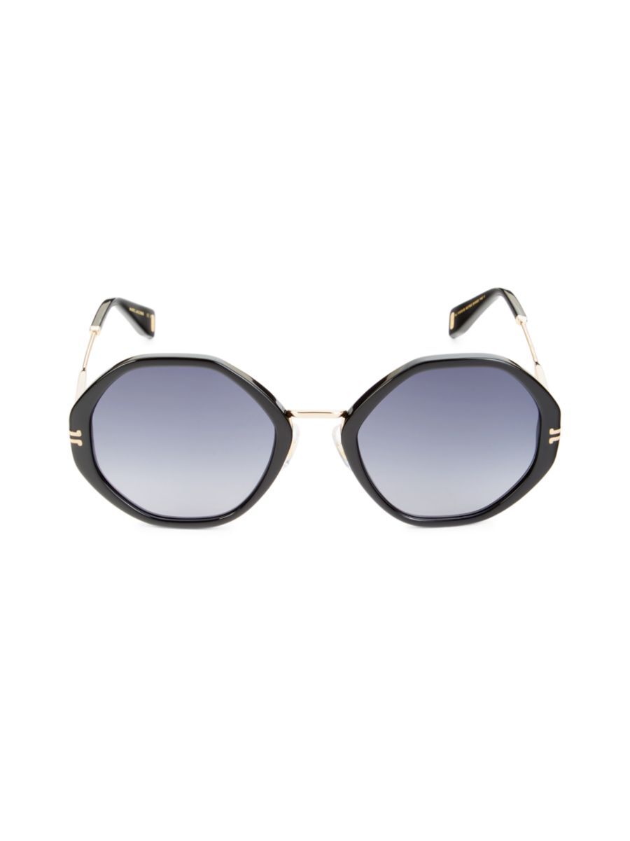 Photos - Sunglasses Marc Jacobs Women's 54MM Round  - Gold Blue - female - Size: one 