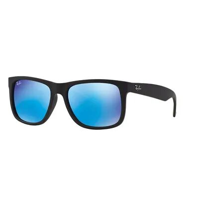 Ray-Ban Justin RB4165 55mm Rectangle Mirror Sunglasses, Light Blue