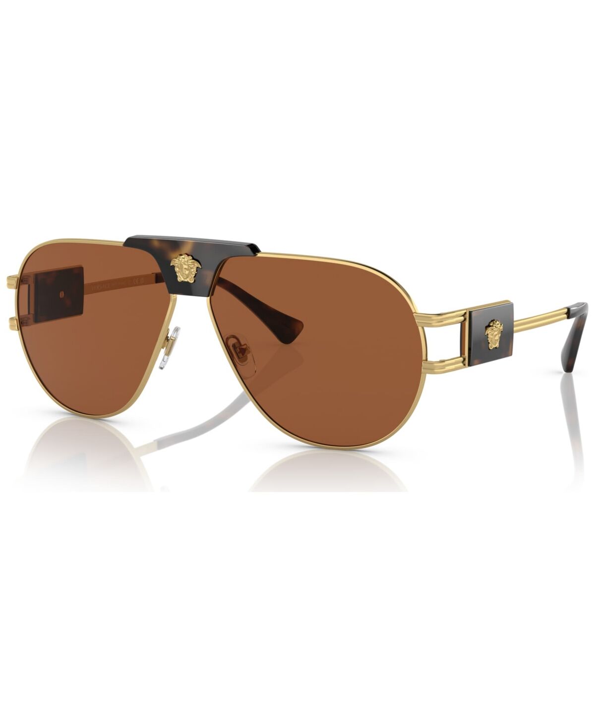 Versace Men's Sunglasses, VE225263-x 63 - Gold-Tone, Dark Brown