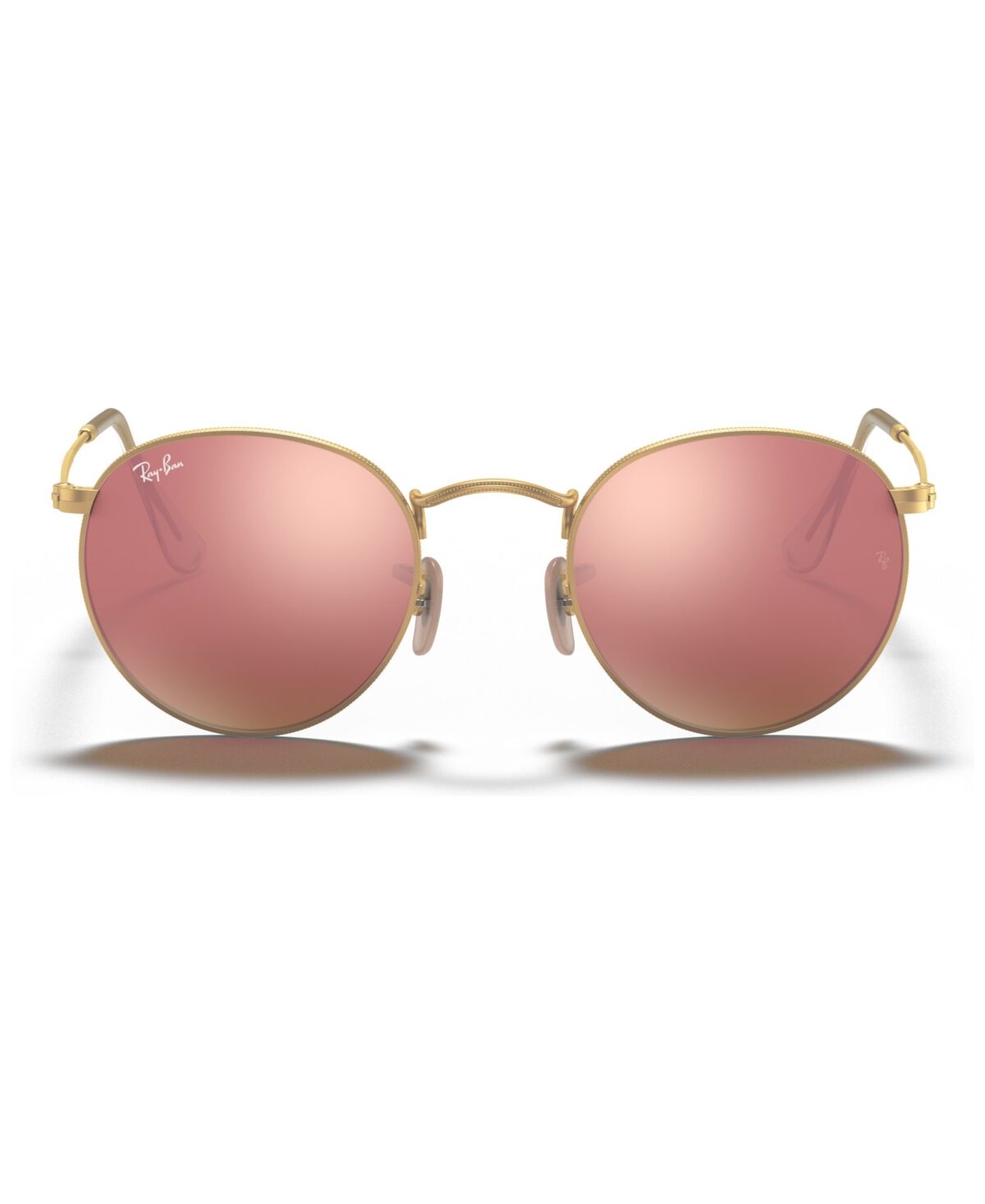 Ray-Ban Sunglasses, RB3447 Round Flash Lenses - GOLD MATTE/PINK MIRROR