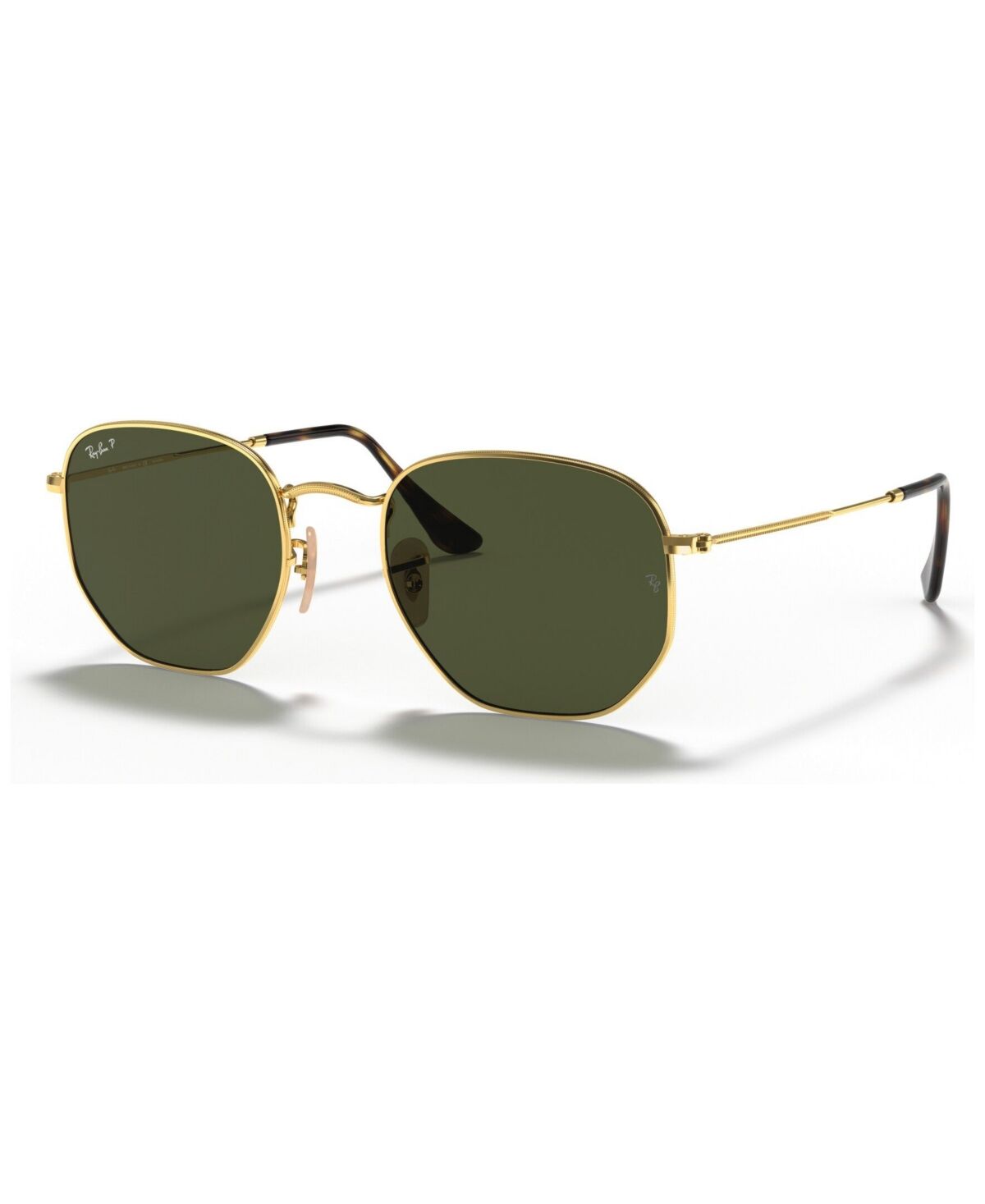 Ray-Ban Unisex Polarized Sunglasses, RB3548N Hexagonal Washed Evolve - Gold/Green Polar