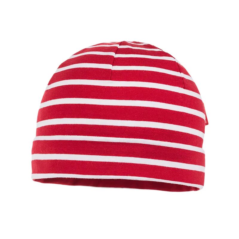 maximo Beanie BASIC gestreift mit Umschlag in rot/weiß