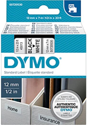 Dymo D1 Blk On Wht 12 Mm x 7 M Tape