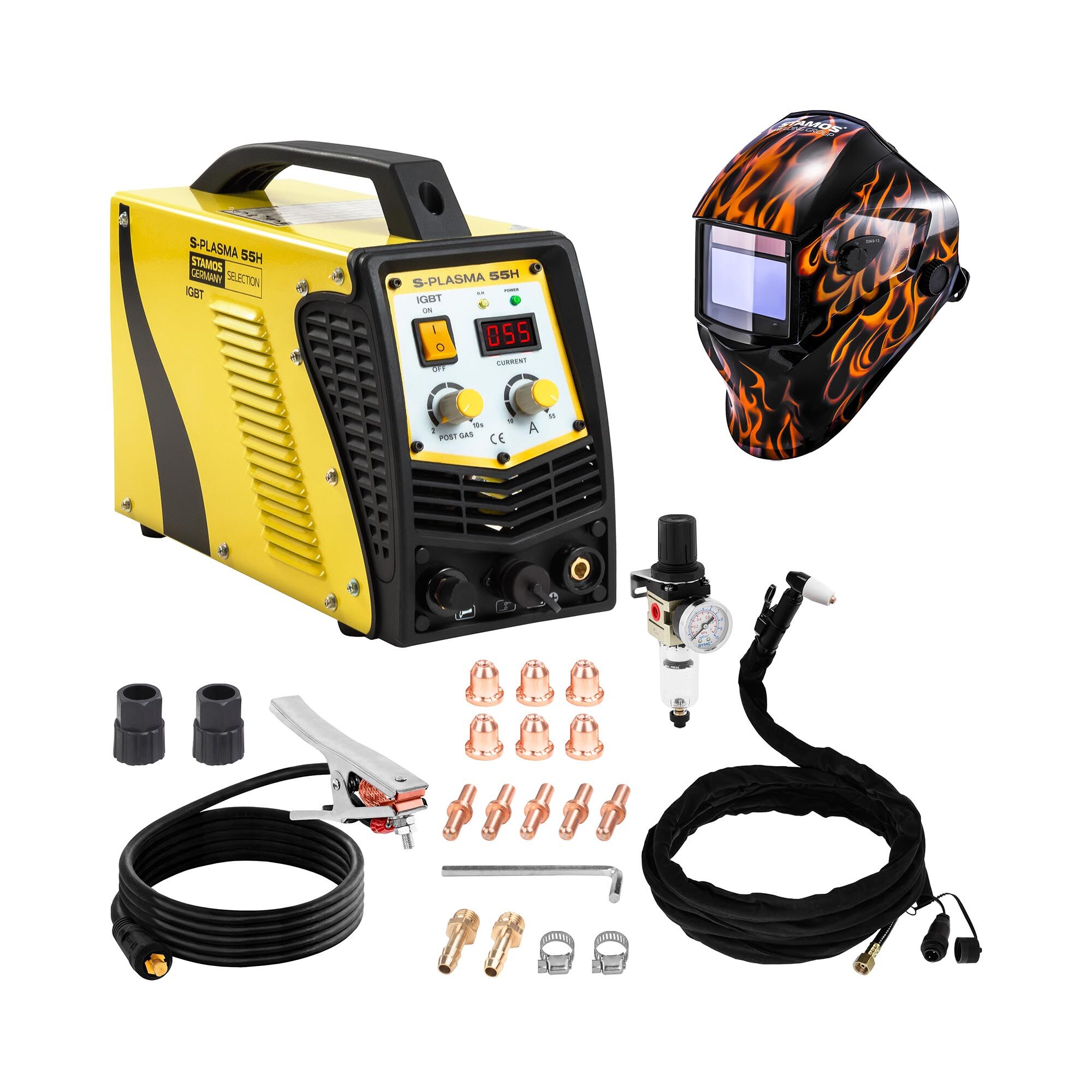 Stamos Selection Welding Set Plasma Cutter - 55 A - 230 V + Welding helmet – Firestarter 500 - ADVANCED SERIES