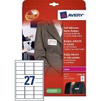 Avery L4784-20 adhesive name badge labels, 63.5 x 29.6 mm white / blue (540 labels)