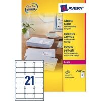 Avery L7160-100 quickpeel address labels 63.5 x 38.1 mm (2100 labels)