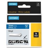 Dymo 1805417 IND Rhino 19mm vinyl tape, white on blue (original)