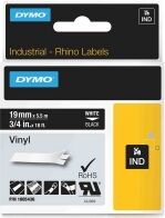 Dymo 1805436 IND Rhino 19mm vinyl tape, white on black (original)