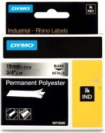 Dymo 18487 IND Rhino 19mm permanent polyester tape, black on metallic (original)