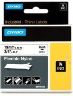 Dymo 18489 IND Rhino 19mm flexible nylon tape, black on white (original)