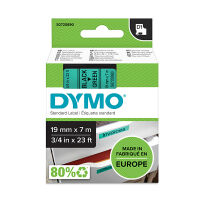 Dymo S0720890 / 45809 19mm tape, black on green (original)