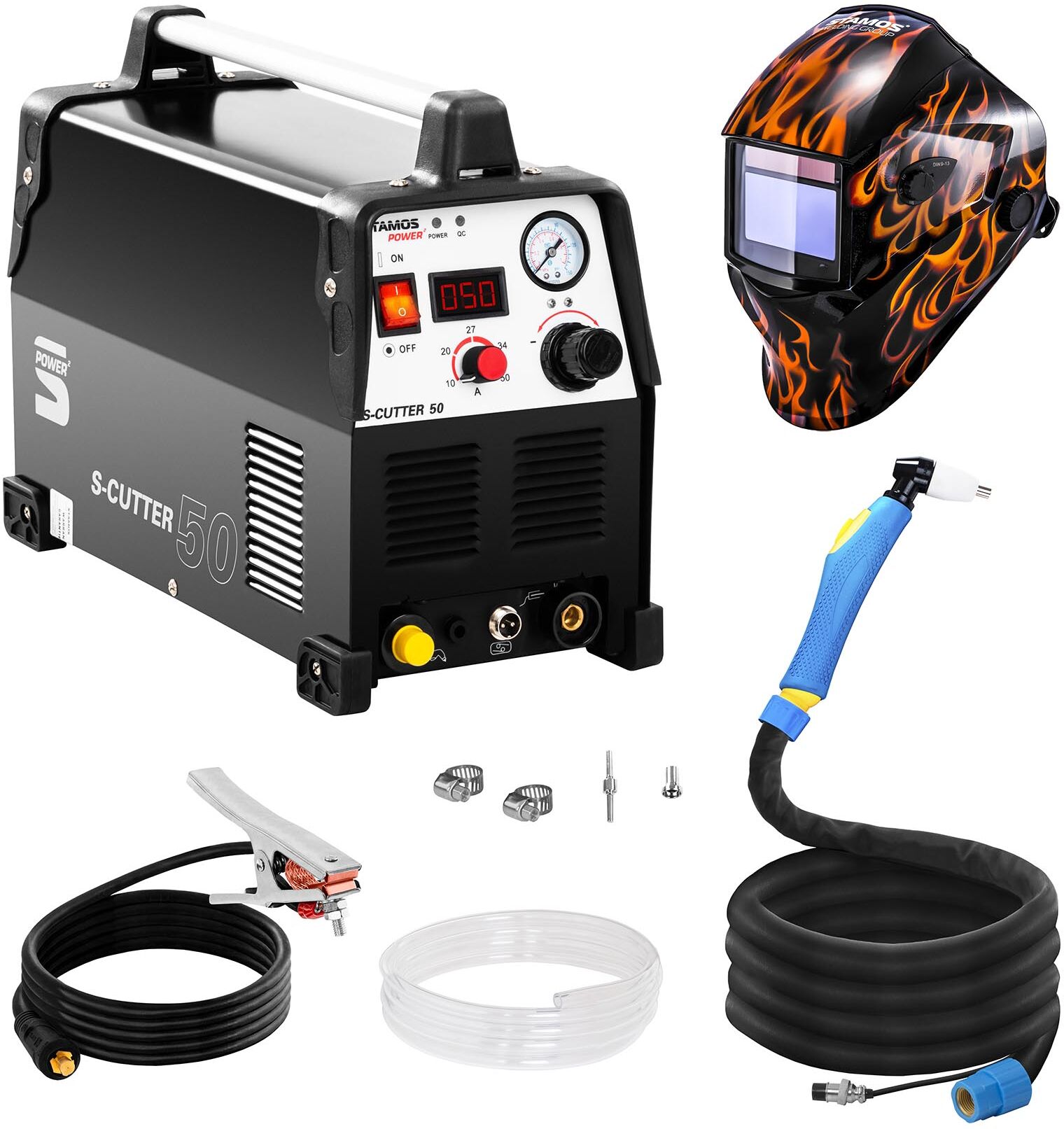 Stamos Power ² Welding Set Plasma Cutter - 50 A - 230 V - Pro + Welding helmet – Firestarter 500 - ADVANCED SERIES