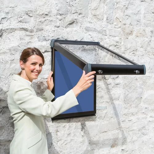 Symple Stuff Exterior Wall Mounted Bulletin Board Symple Stuff Size: 105cm H x 139.7cm W, Frame Finish: Black, Colour: Blueberry  - Size: 105cm H x 118.2cm W