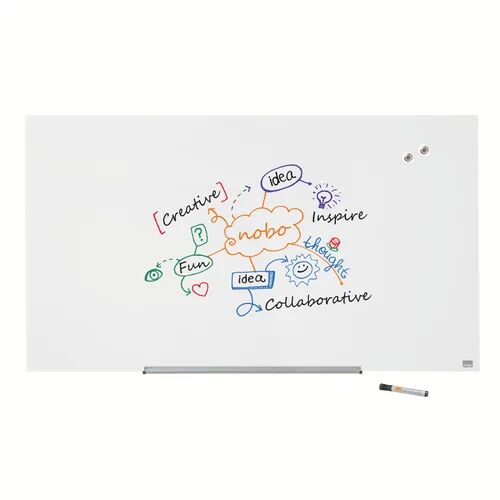 Nobo Wall Mounted Magnetic Glass Board Nobo Surface Colour: White, Size: 71.1cm H x 126cm L  - Size: Large