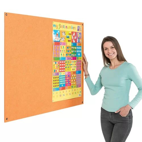 Symple Stuff Wall Mounted Reversible Bulletin Board Symple Stuff Size: 120cm H x 240cm W, Colour: Orange  - Size: 120cm H x 120cm W