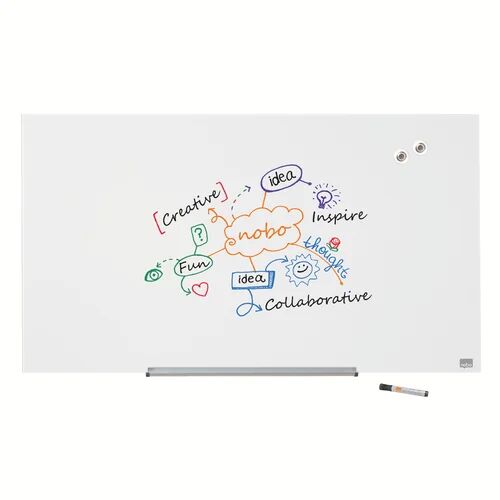 Nobo Wall Mounted Magnetic Glass Board Nobo Surface Colour: White, Size: 55.9cm H x 99.3cm L  - Size: Mini (Up to 60cm)
