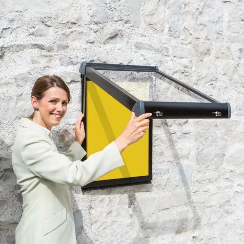 Symple Stuff Exterior Wall Mounted Bulletin Board Symple Stuff Size: 105cm H x 75.2cm W, Frame Finish: Black, Colour: Yellow  - Size: 105cm H x 75.2cm W