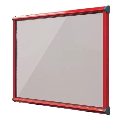 Symple Stuff Exterior Wall Mounted Bulletin Board Symple Stuff Size: 105cm H x 139.7cm W, Frame Finish: Red, Colour: Light Grey  - Size: 105cm H x 139.7cm W