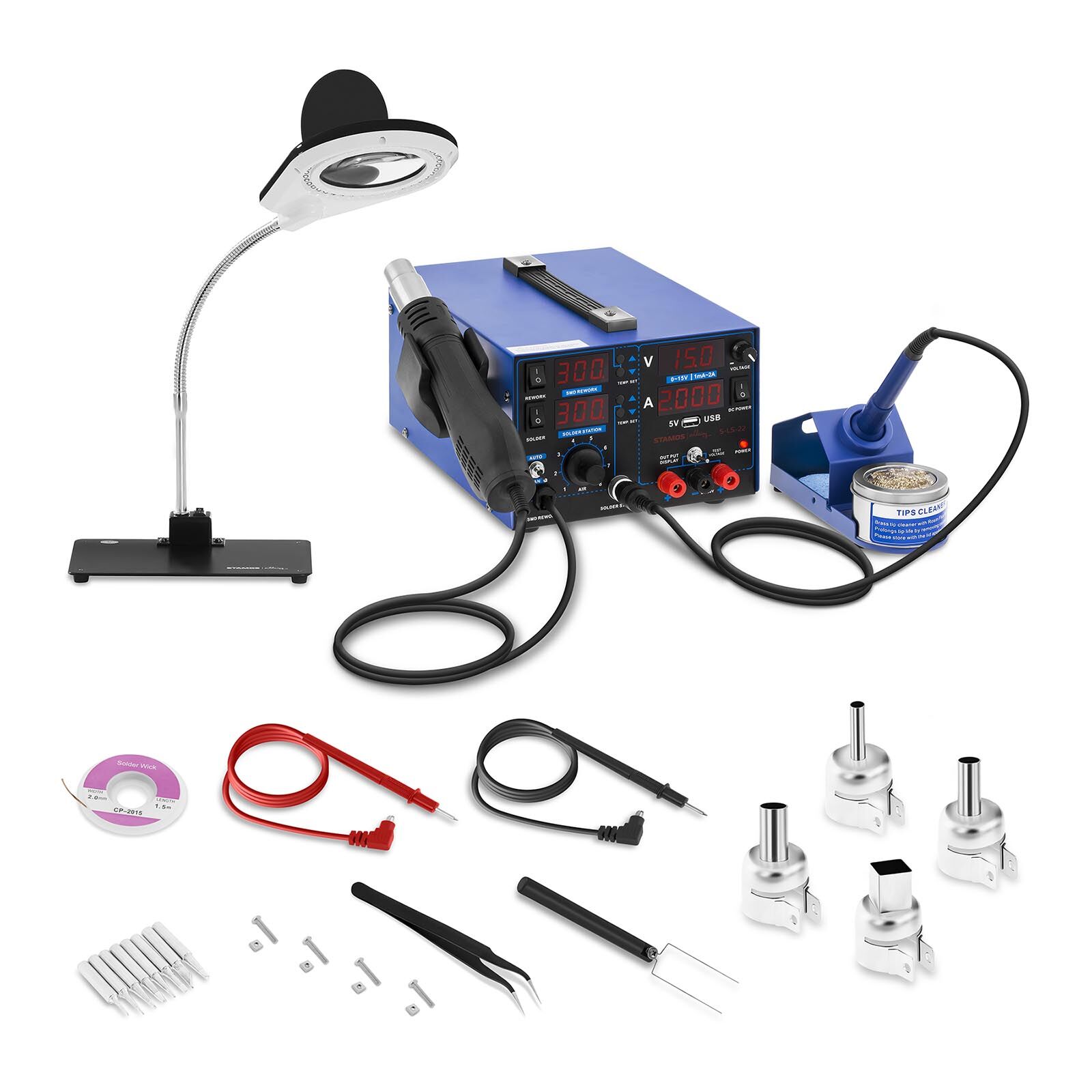 Stamos Soldering Station de soudage - 800 W - 4 DELs - avec lampe S-LS-22