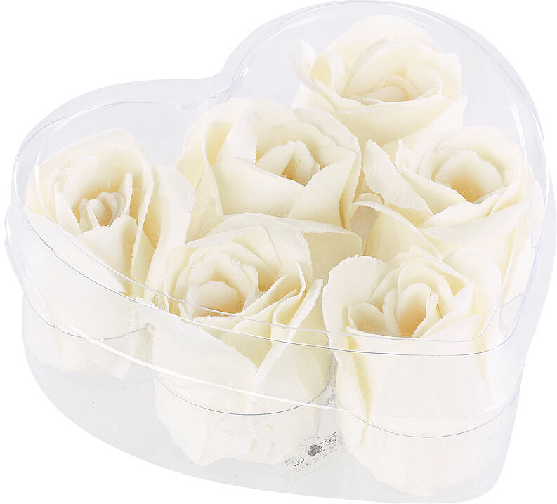 Pearl 6 cremeweiße Rosen-Duftseifen in Geschenk-Box