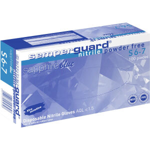 Semperit Technische Produkte GmbH Semperguard® Einmalhandschuhe Sapphire blue, Nitril, puderfrei, unsteril, Farbe: lavendelblau, 1 Packung = 100 Stück, Größe S (6-7)
