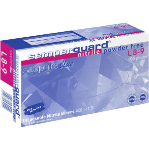 Semperit Technische Produkte GmbH Semperguard® Einmalhandschuhe Sapphire blue, Nitril, puderfrei, unsteril, Farbe: lavendelblau, 1 Packung = 100 Stück, Größe L (8-9)