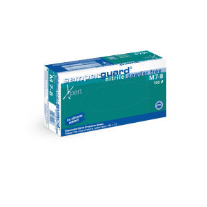 Semperit Technische Produkte GmbH Semperguard® Xpert Nitril Einmalhandschuhe, Hautfreundliche, blaue Einweghandschuhe, 1 Karton = 10 Packungen = 1.000 Stück, Größe: M
