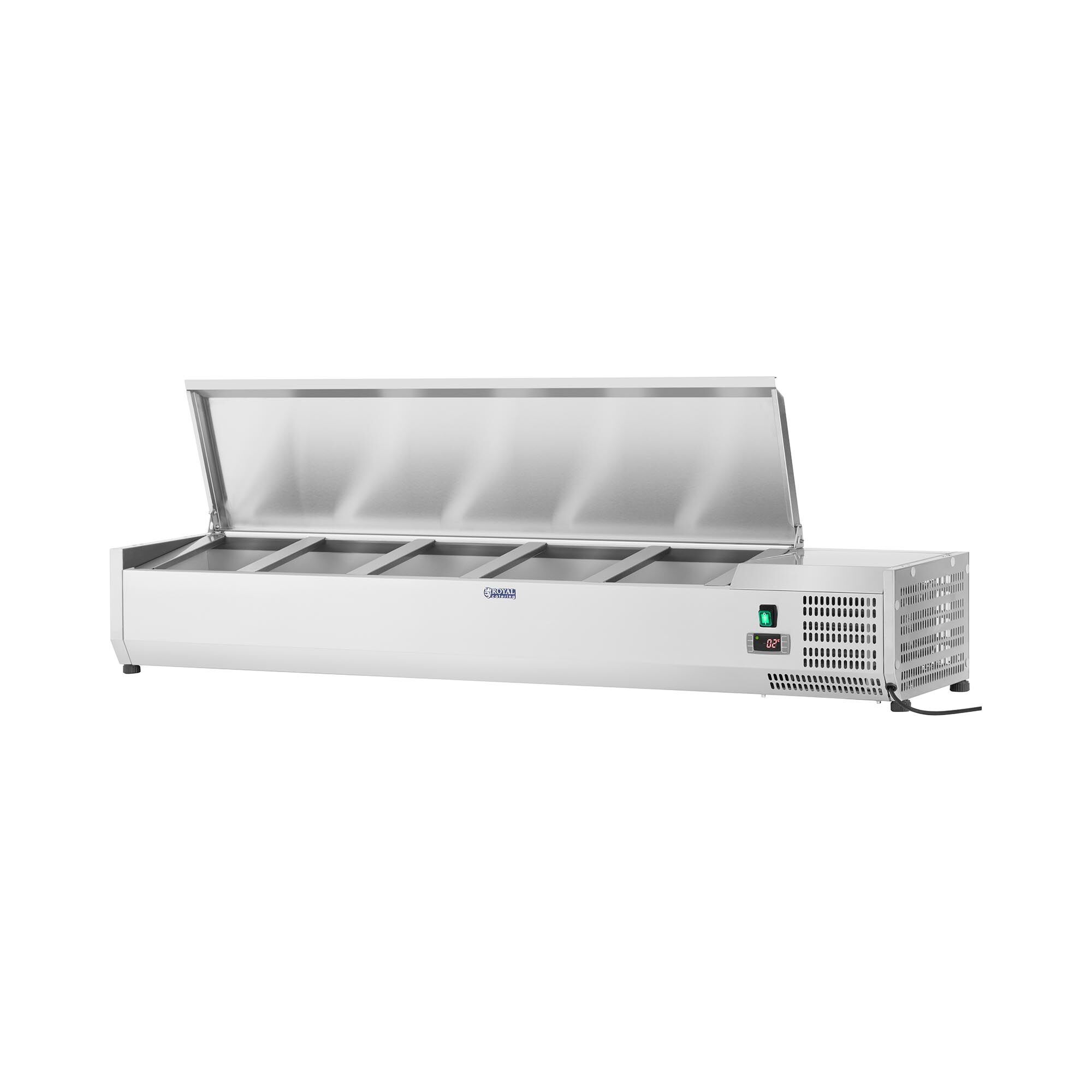 Royal Catering Saladette à poser - 160 x 33 cm - 8 bacs GN 1/4 RCKV-160/33-8S