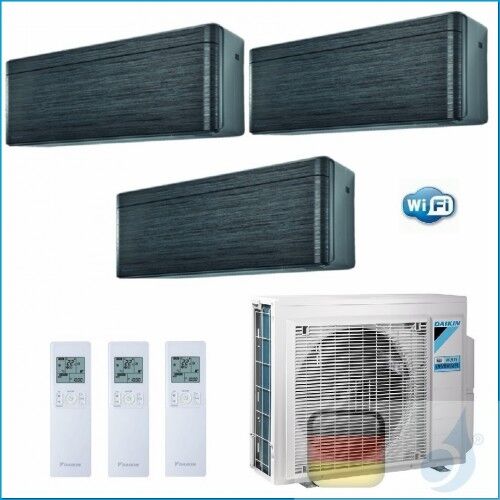 Daikin Klimaanlagen Trio Split Wand R-32 Stylish Blackwood 7+9+15 Btu WiFi FTXA20AT +FTXA25AT +FTXA42AT 3MXM52N A+++/A++