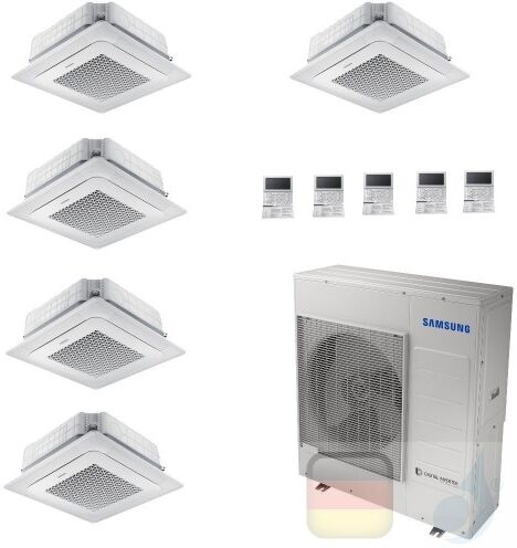 Samsung Klimaanlagen Penta Split Kassettengerät 4 Luftauslässe Mini WindFree 9+9+9+9+18 Btu R-32 AJ100TXJ5KG/EU A++ A+