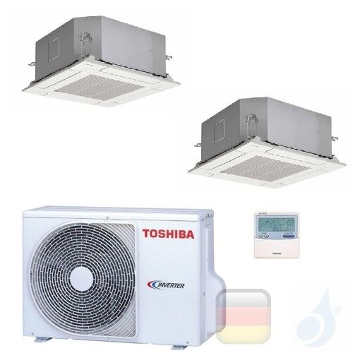 Toshiba Klimaanlagen Duo Split Kassettengerät Slim 60x60 9000+15000 R-32 M10U2MUVG M16U2MUVG 2M18U2AVG A++ A+ 2.5+4.2 kW