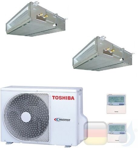 Toshiba Klimaanlagen Duo Split Kanalgerät Slim 60x60 9000+12000 R-32 M10U2DVG M13U2DVG 2M18U2AVG A++ A+ 2.5+3.5 kW