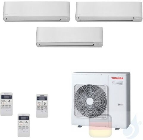 Toshiba Klimaanlagen Trio Split Wand 9000+12000+12000 Btu + RAS-3M26U2AVG-E R-32 Seiya WiFi Optional A++ A+ 2.5+3.5+3.5 kW