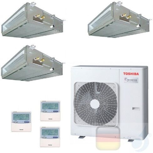 Toshiba Klimaanlagen Trio Split Kanalgerät Slim 9000+12000+12000 Btu + RAS-3M26U2AVG-E R-32 WiFi Optional A++ A+ 2.5+3.5+3.5 kW