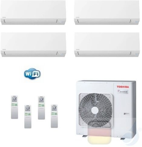 Toshiba Klimaanlagen Quadri Split Wand 7000+7000+7000+12000 Btu + RAS-4M27U2AVG-E R-32 Shorai Edge Wifi A+ A+ 2.0+2.0+2.0+3.5 kW