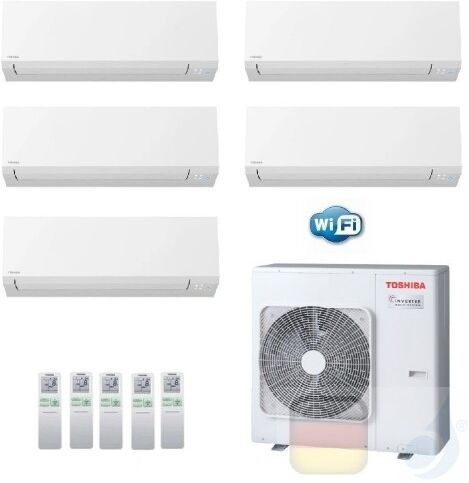 Toshiba Klimaanlagen Penta Split Wand 9+9+9+9+12 Btu + RAS-5M34U2AVG-E R-32 Shorai Edge Wifi A++ A+ 2.5+2.5+2.5+2.5+3.5 kW