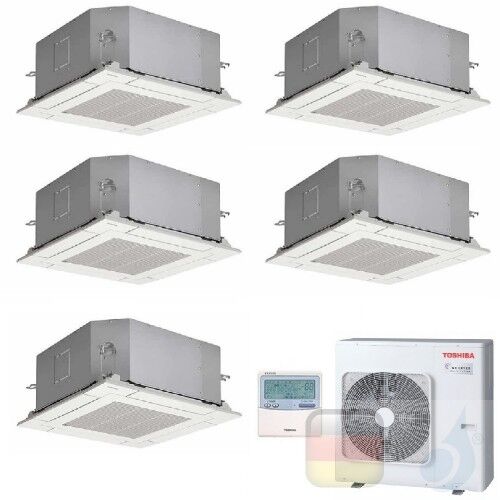 Toshiba Klimaanlagen Penta Split Kassettengerät 60x60 9+9+9+9+15 Btu + RAS-5M34U2AVG-E R-32 A++ A+ 2.5+2.5+2.5+2.5+4.2 kW