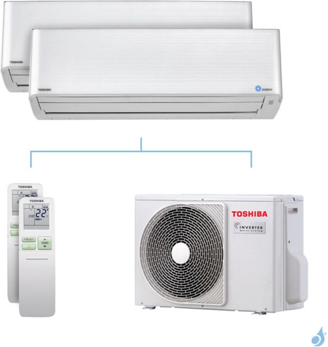 Toshiba Climatisation bi-split Toshiba Super Daiseikai 9 - 5.2kW taille 13 + 16 - RAS-M13/16PKVPG-E + RAS-2M18U2AVG-E