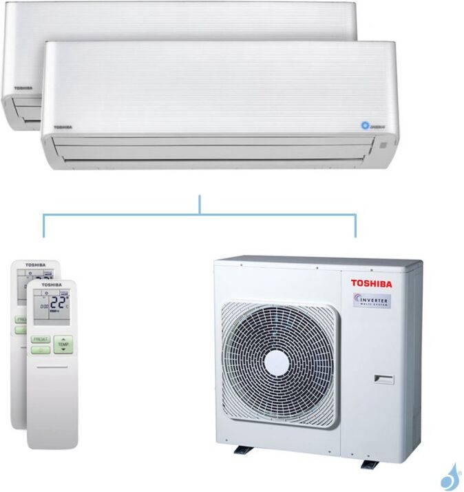 Toshiba Climatisation bi-split Toshiba Super Daiseikai 9 - 7.5kW taille 10 + 10 - RAS-M10/10PKVPG-E + RAS-3M26U2AVG-E