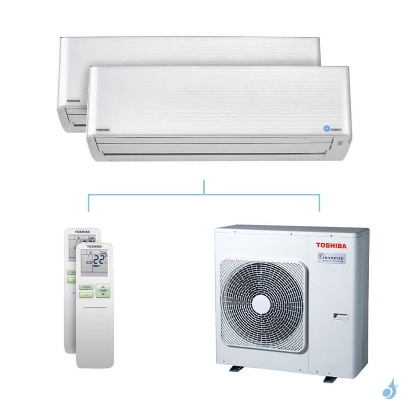 Toshiba Climatisation bi-split Toshiba Super Daiseikai 9 - 7.5kW taille 13 + 13 - RAS-M13/13PKVPG-E + RAS-3M26U2AVG-E